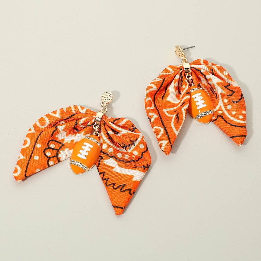 Football Bandana Bow Drop Earrings