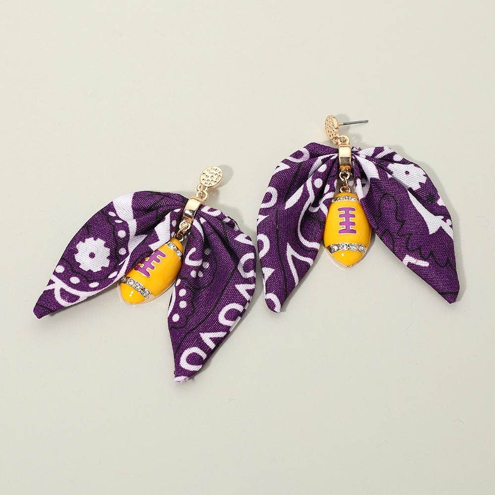Football Bandana Bow Drop Earrings