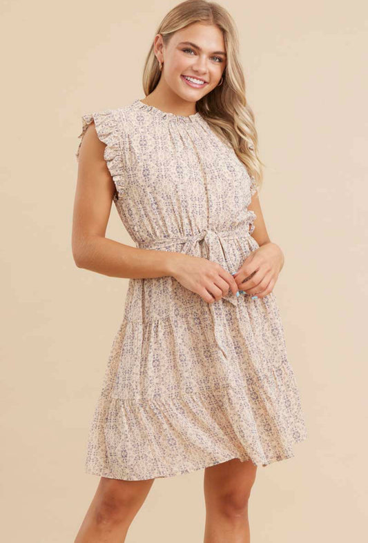 Printed Belted Waist Dress