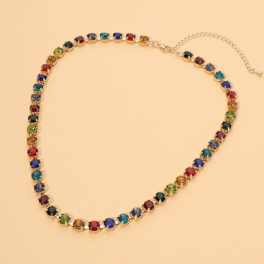 Round Stone Link Necklace
