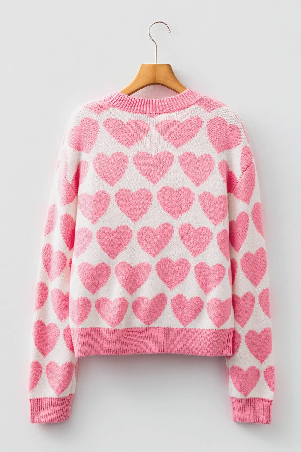 Strawberry Heart Print Knit Sweater