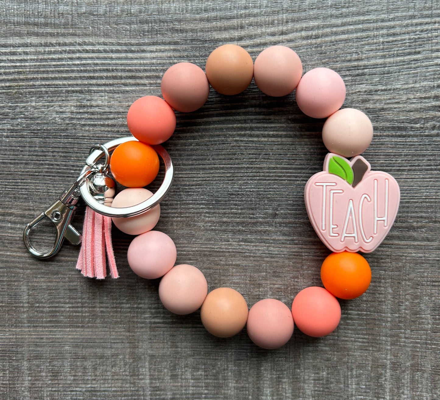 Silicone Bead Wristlet Keychains - Various Styles