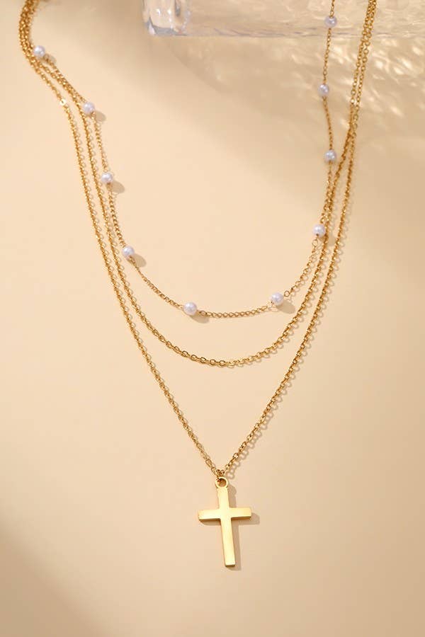 18K STAINLESS STEEL CROSS NECKLACE