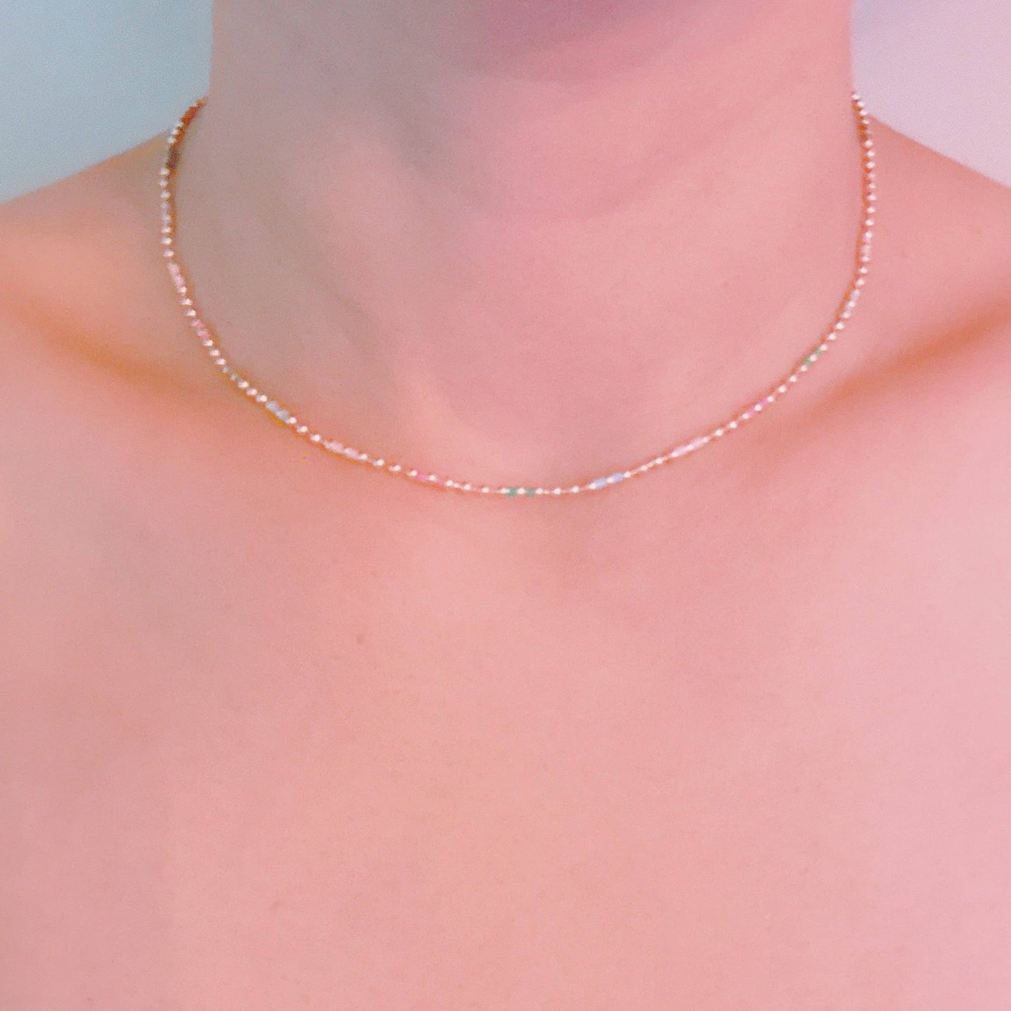 Color Pop Chain Necklace – Dainty Beaded Chain