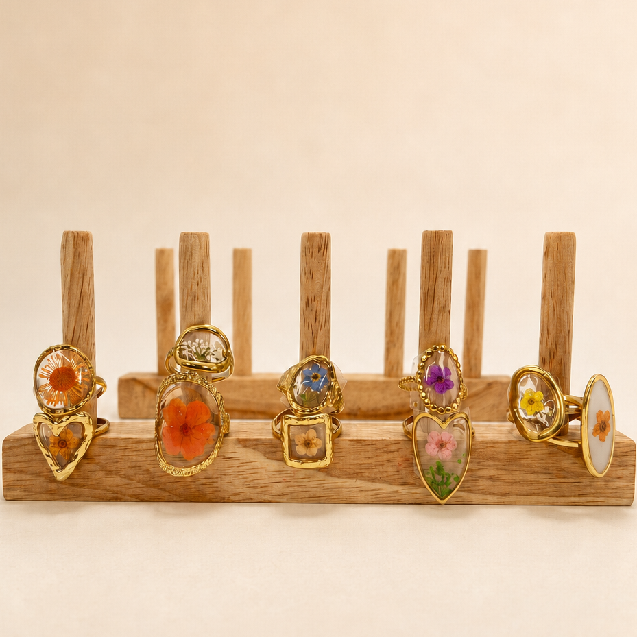 18K STAINLESS STEEL FLORAL RINGS