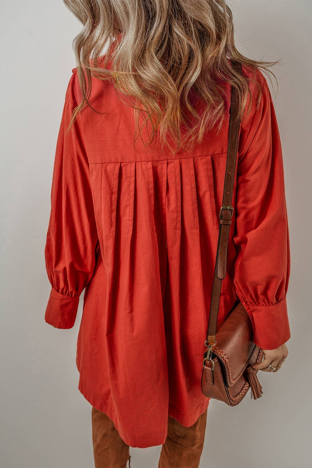 Pleated Mini Shirt Dress