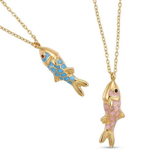Lucky Fish Pendant Necklace – Waterproof Gold Plated Stainless Steel