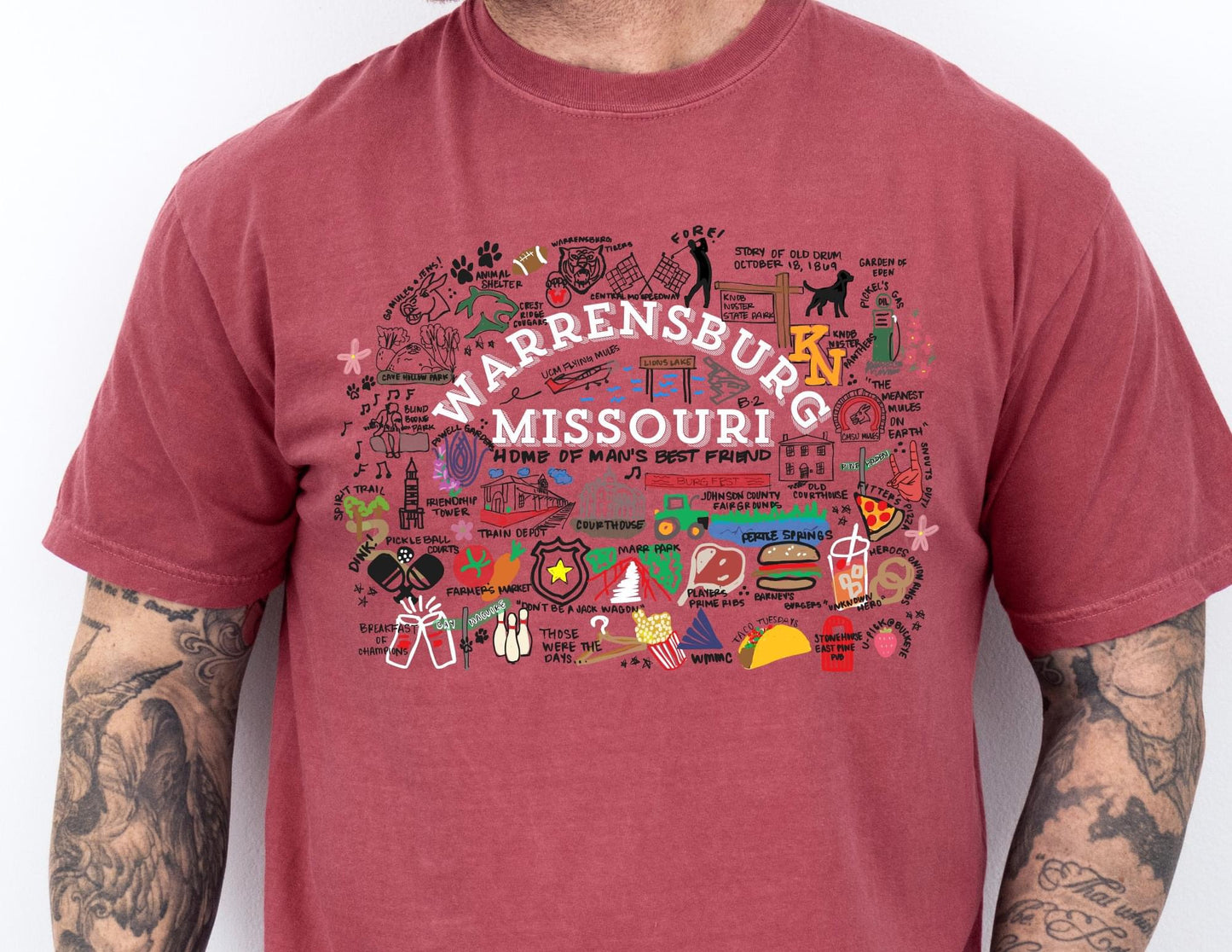 Hand Drawn Warrensburg Missouri Design Graphic Tee