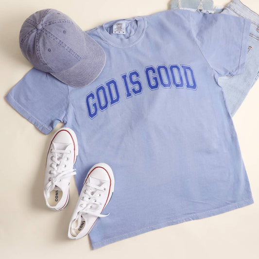 GOD IS GOOD Varsity-Style Cotton T-Shirt