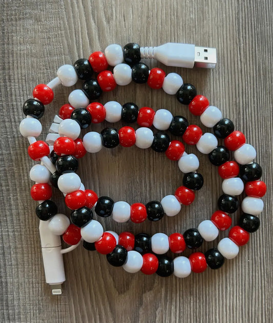 Duel End Beaded Phone Charger with Lightning & USB-C