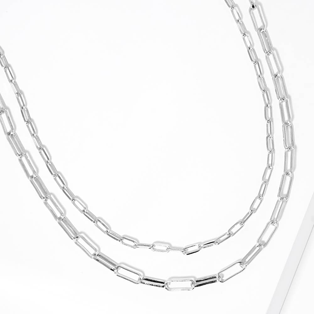 Gold Dipped Double Layered Paperclip Chain Necklace