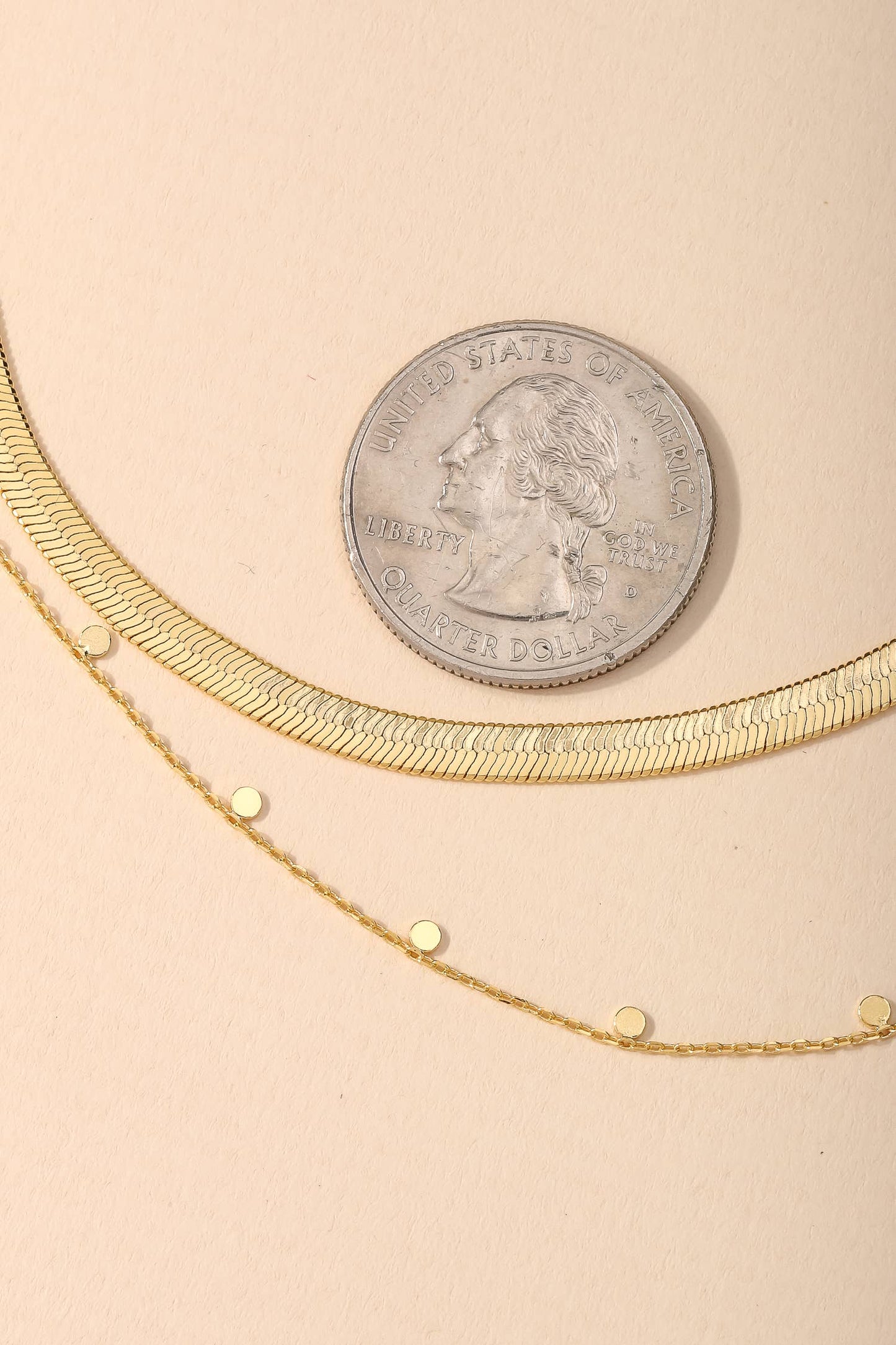 Layered Chain Herringbone Choker Necklace