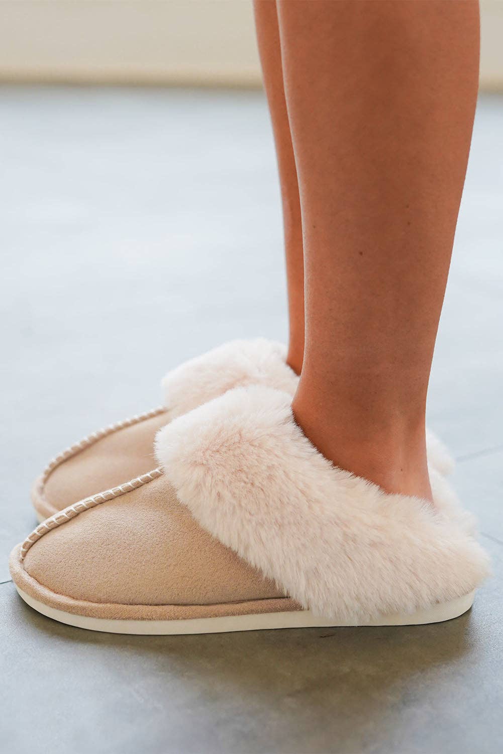 Faux Suede Plush Lined Slippers