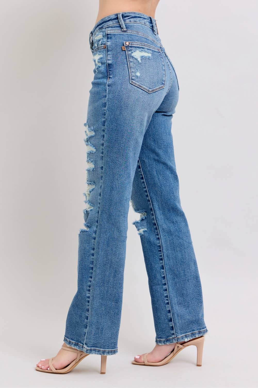 Judy Blue High Waist Distressed Straight Leg Denim