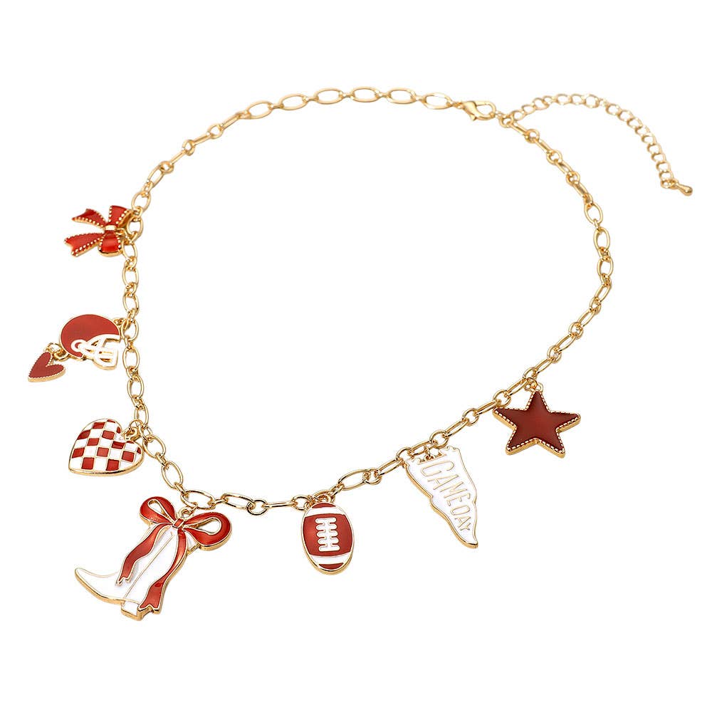 Game Day Football Theme Charm Station Necklace