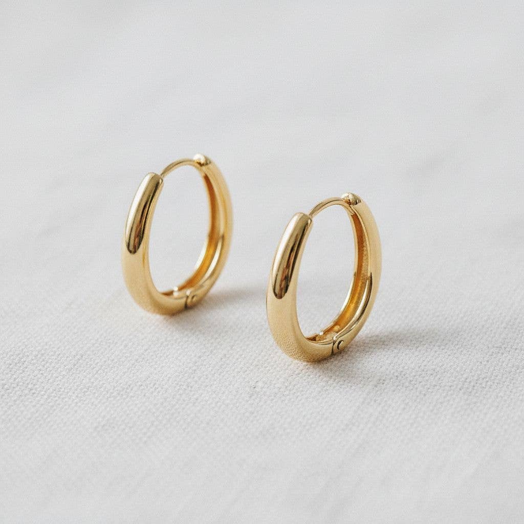 Minimalist Gold Plated Oval Hoop Earrings