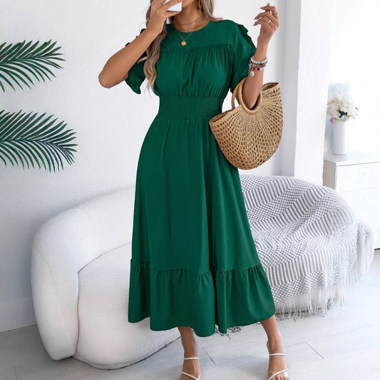 Smocked Waist Ruffle Maxi Dress