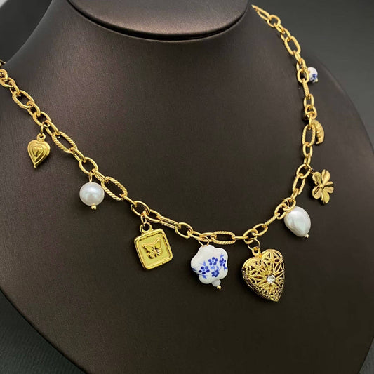 Heart Locket Charm Gold Plated Necklace