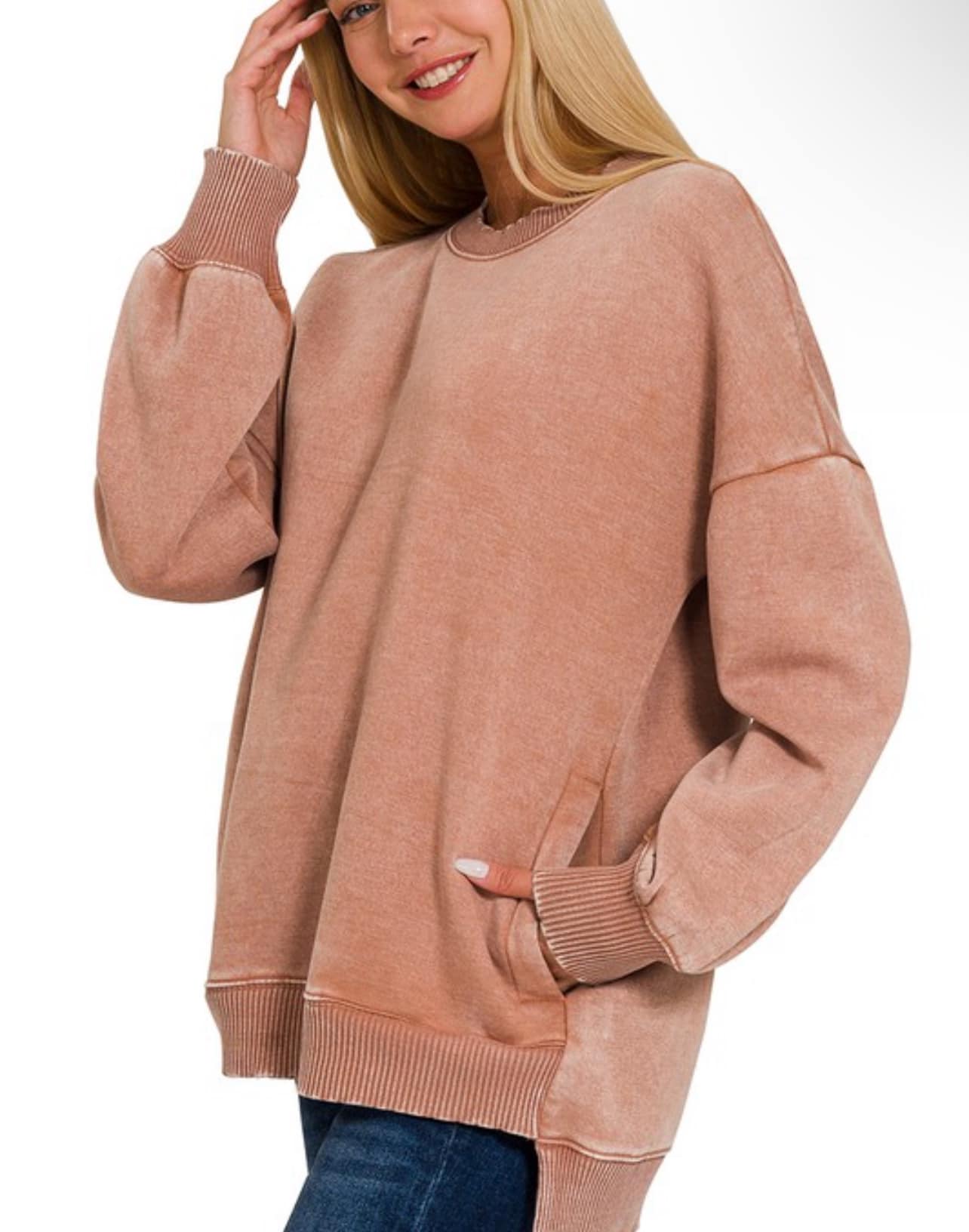 Rust Split Hem Pullover