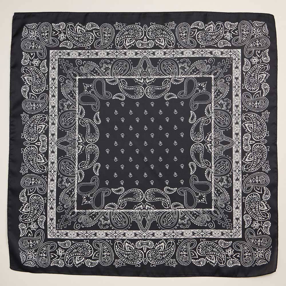 Classic Paisley Pattern Printed Square Silky Satin Scarf