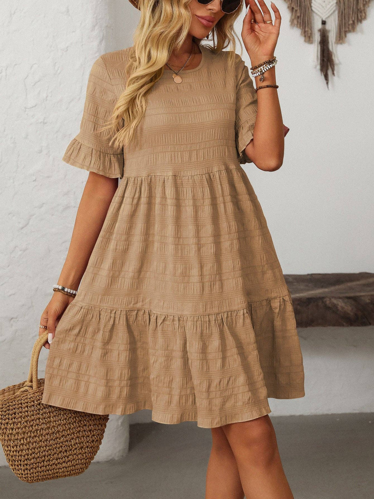 A-Line Tiered Flowy Mini Dress