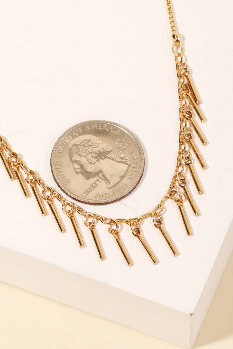 Dainty Chain Bar Charm Necklace