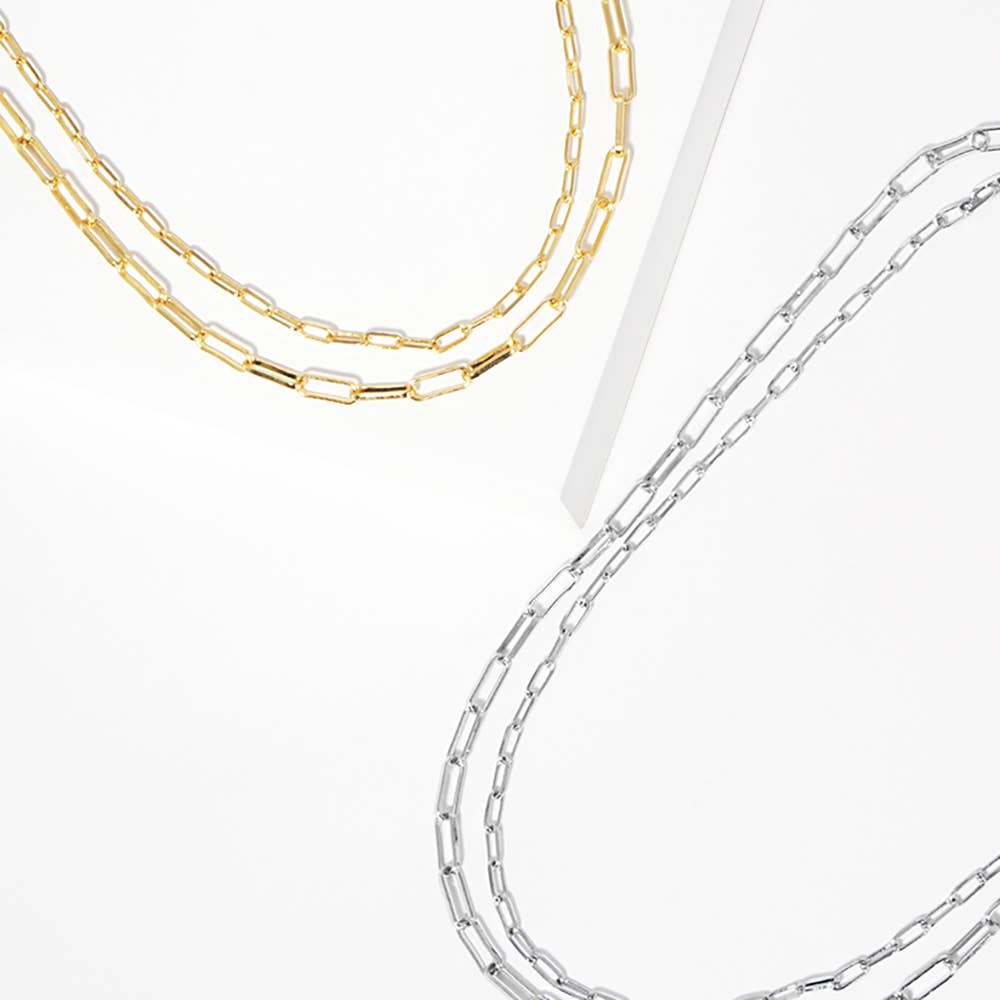 Gold Dipped Double Layered Paperclip Chain Necklace