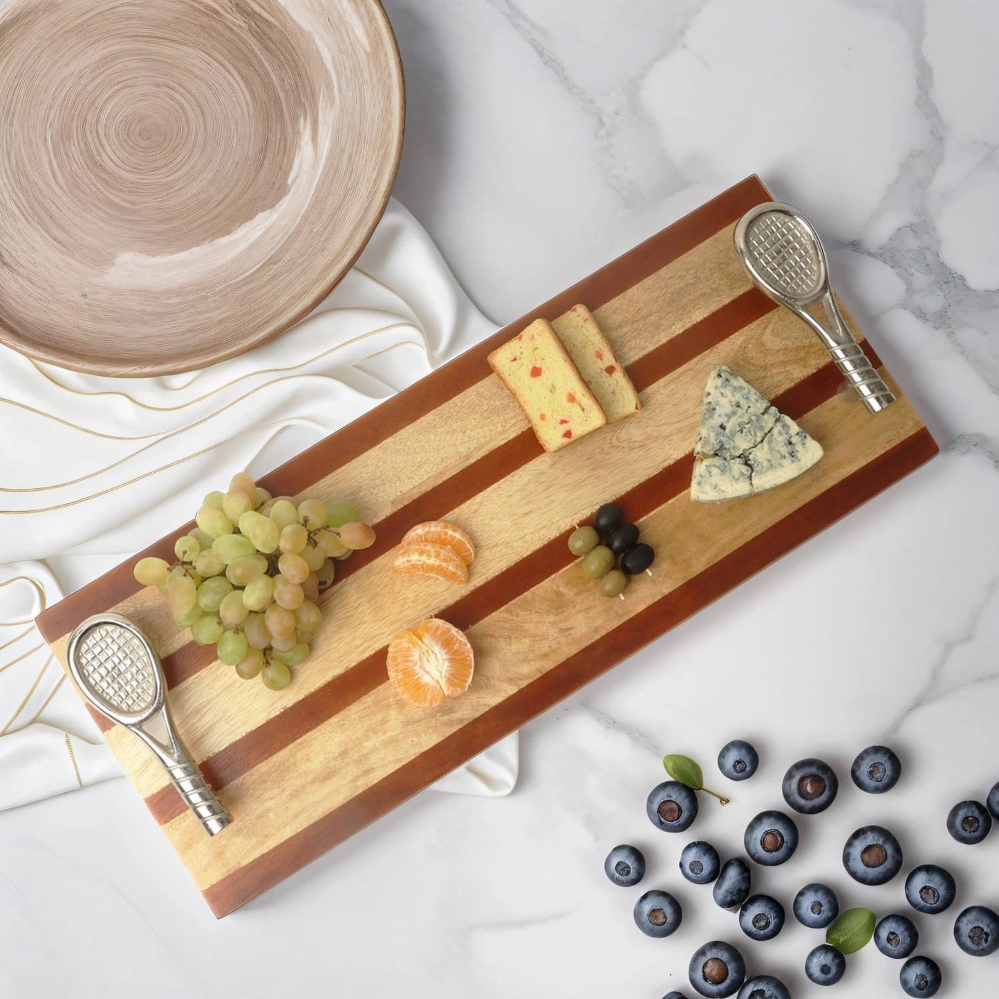 WOOD CUTTING BOARD W/ Racquet Handles