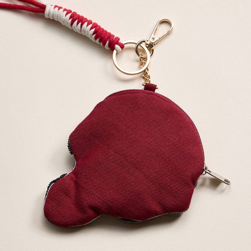 GAME DAY Helmet Sequin Beaded Keychain Pouch