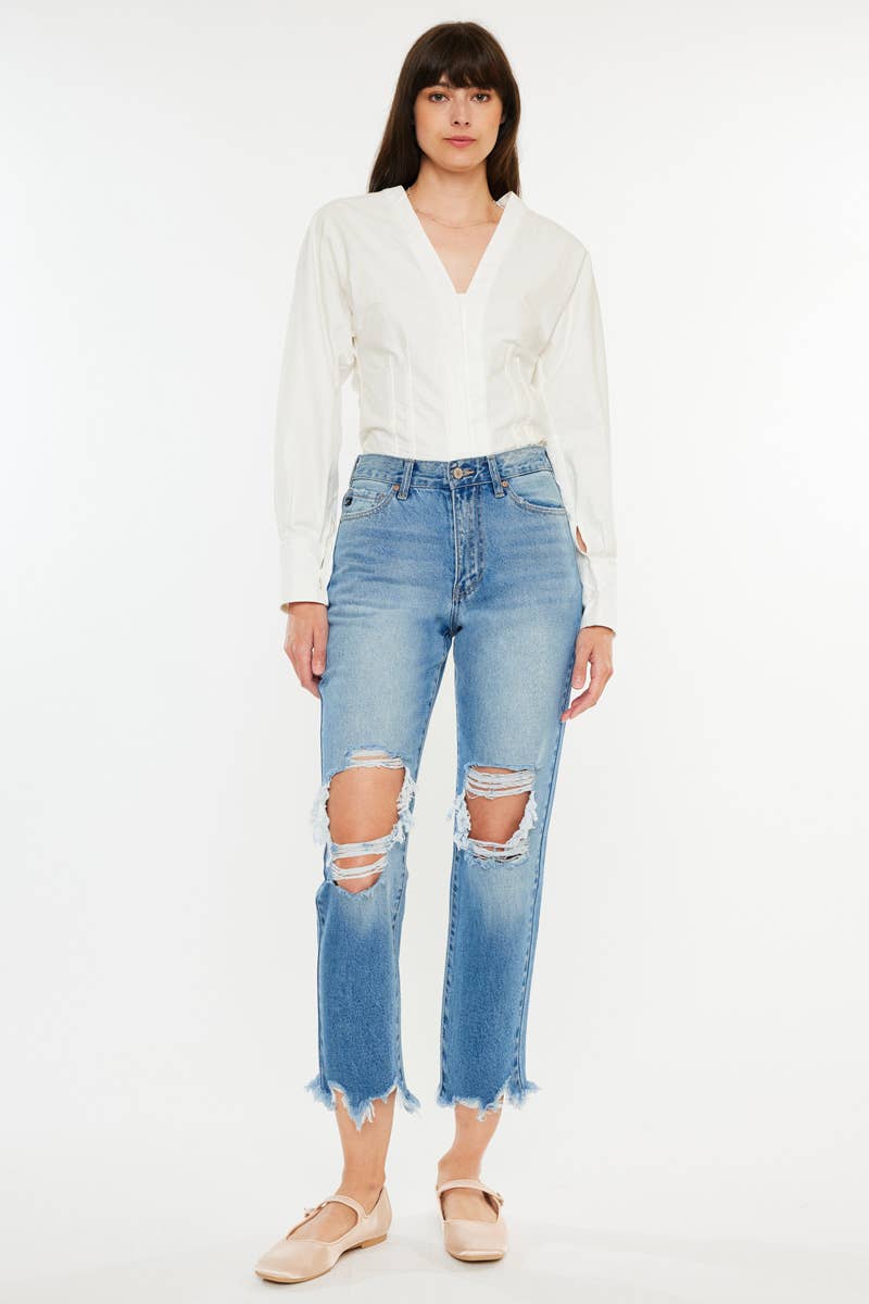 Kan Can High Rise Mom Jean Denim KC7180M