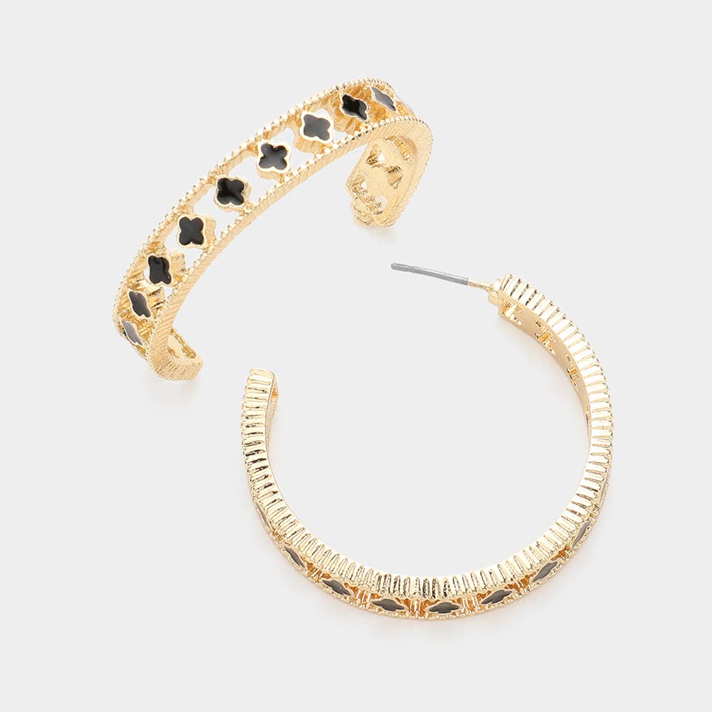 Quatrefoil Pointed Hoop Earrings
