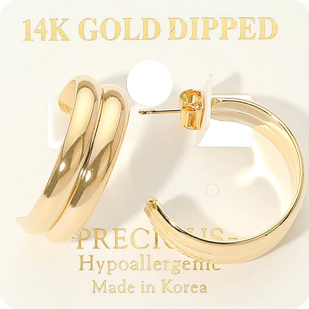 14K Gold Dipped Double Hoop Earrings