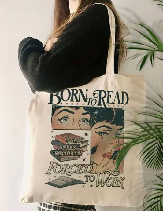 Born to Read Canvas Tote Bag