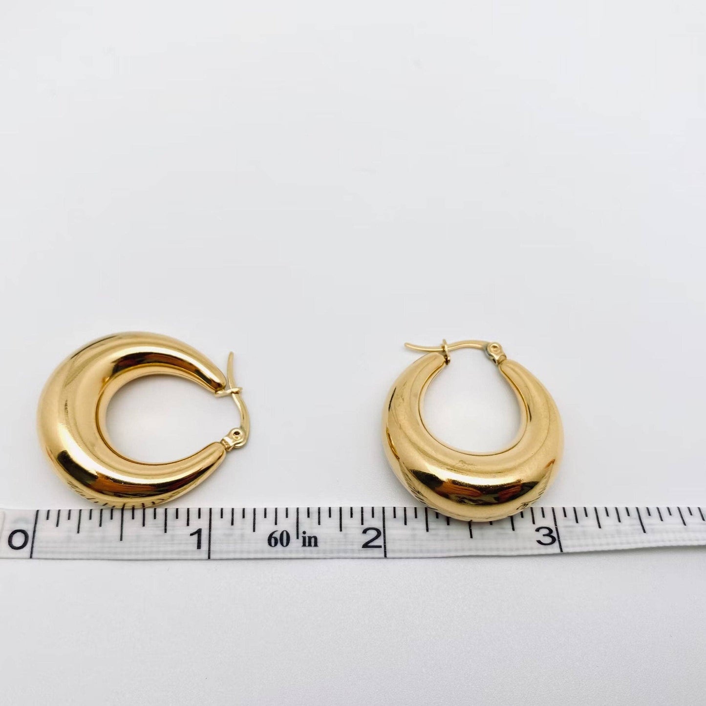 Geometric Gold Plated Huggie Hoop Earrings