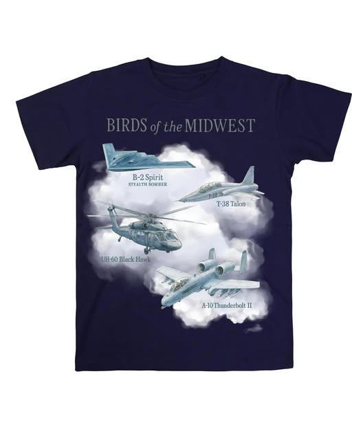 Birds of the Midwest Military Aircraft Graphic Tee