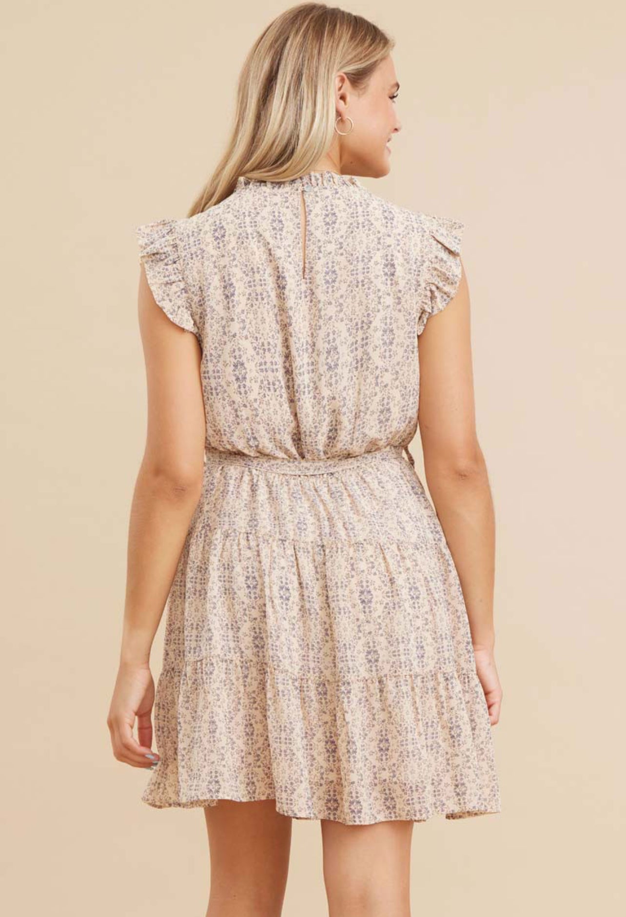 Printed Belted Waist Dress