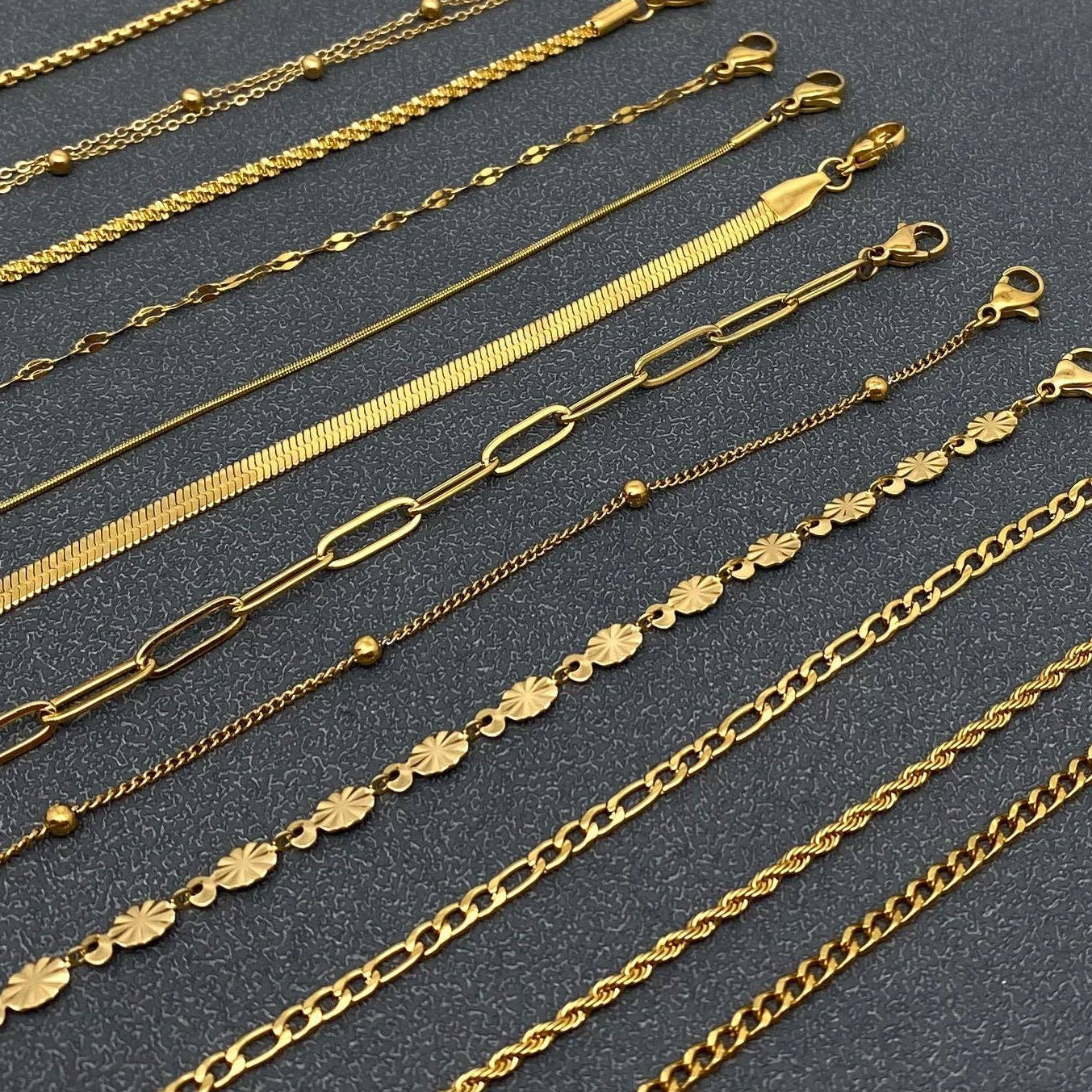 Multi Style 18K Plated Bracelet 4pc Set