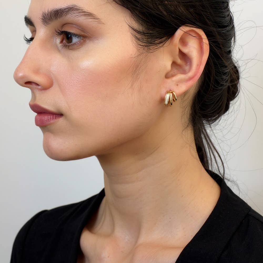14K Gold Dipped Double Band Mini Hoop Earrings