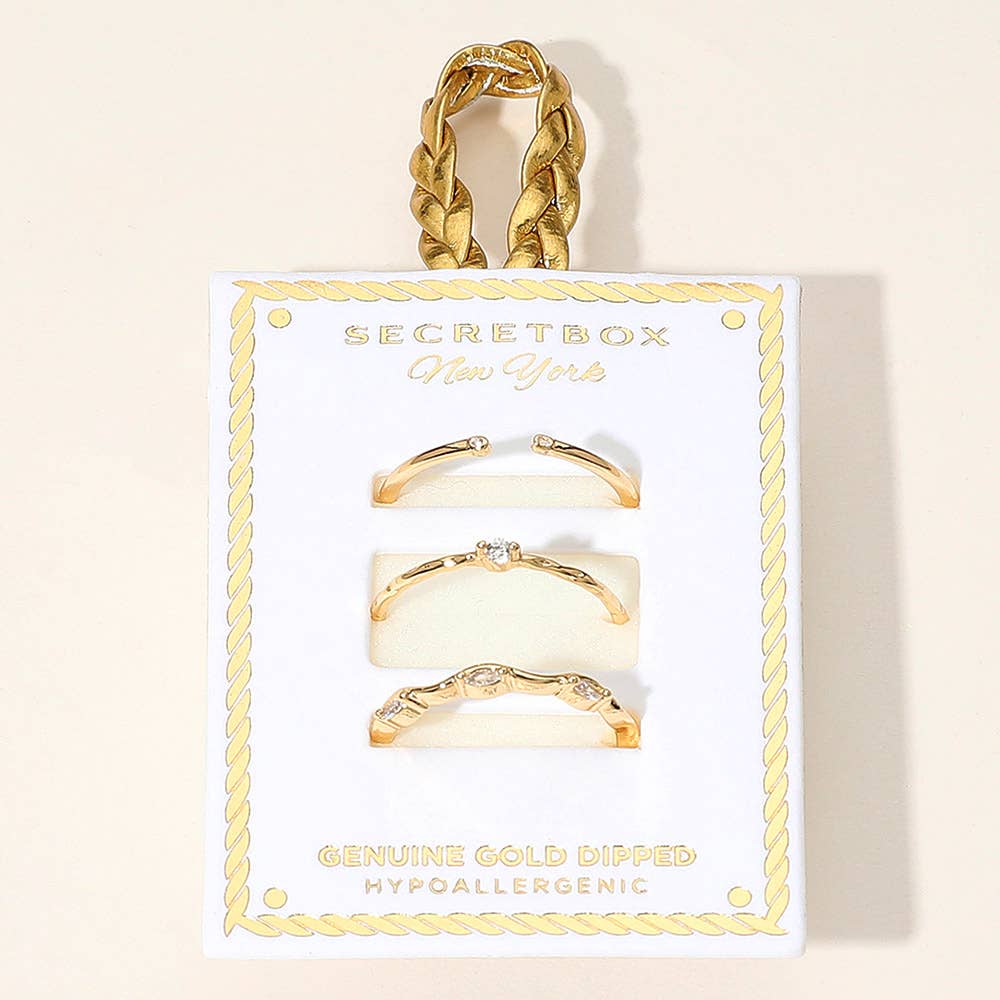 Dainty Stackable 3 Piece Ring Set