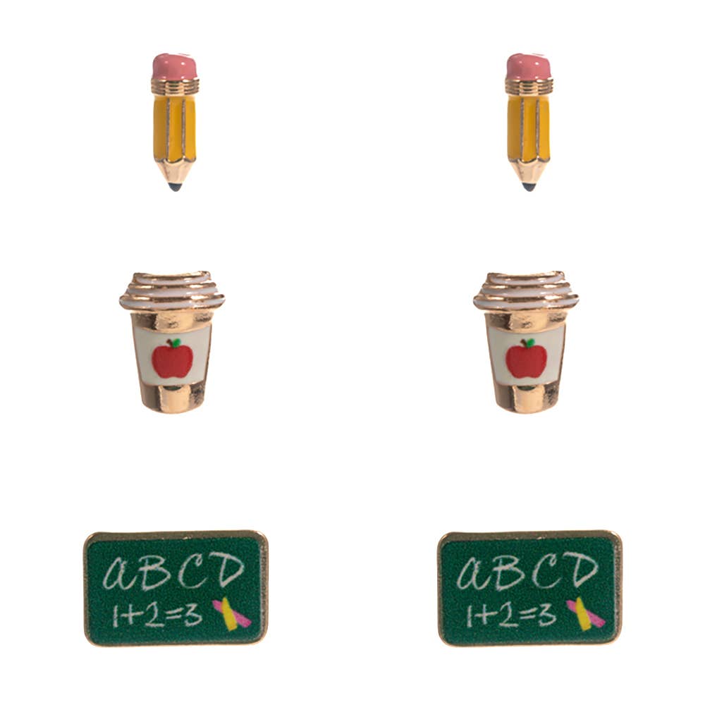 3 Piece School Earring Set