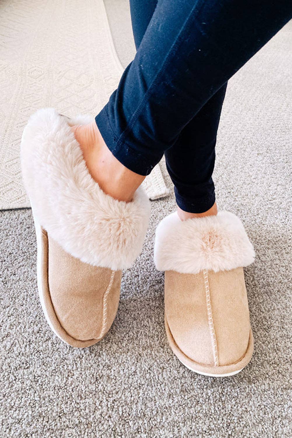 Faux Suede Plush Lined Slippers