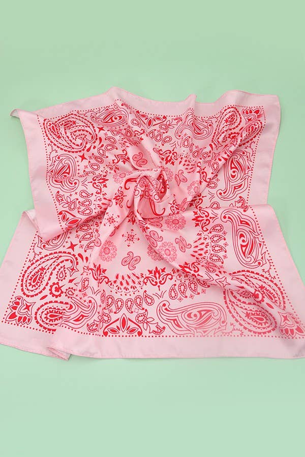 PAISLEY PINK SILKY FEEL BANDANA SCARF | 40SC616