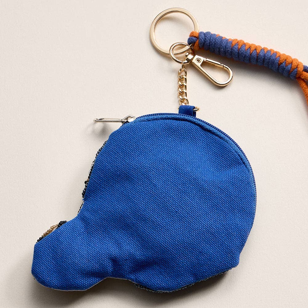 GAME DAY Helmet Sequin Beaded Keychain Pouch