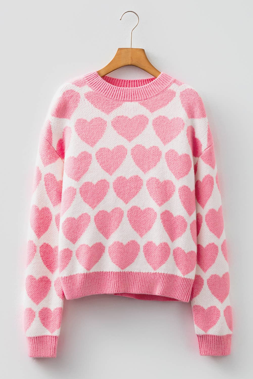 Strawberry Heart Print Knit Sweater