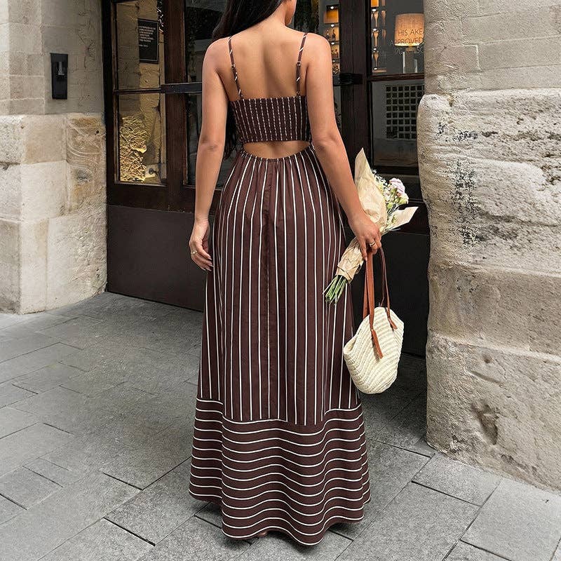 Striped Spaghetti Strap Maxi Dress