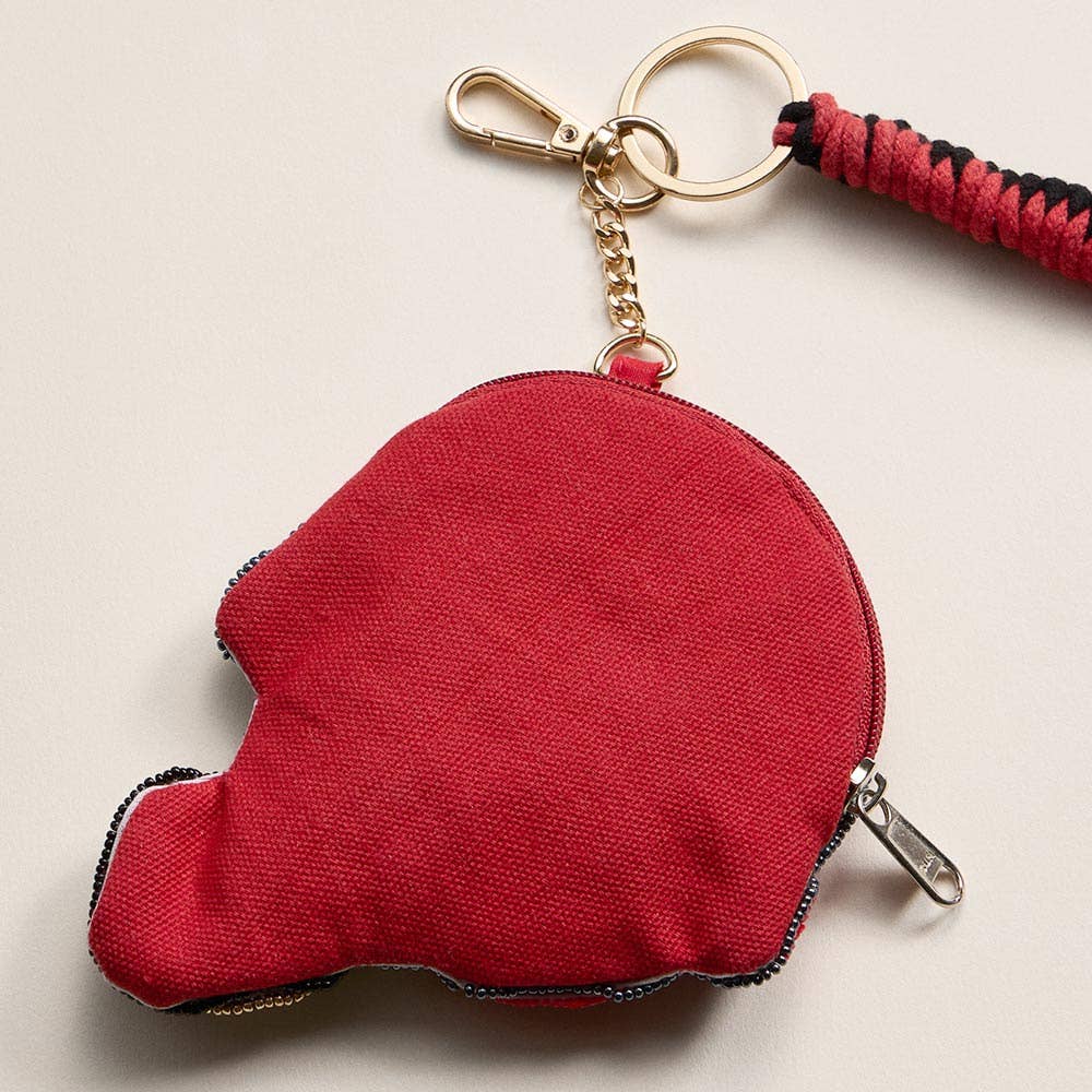 GAME DAY Helmet Sequin Beaded Keychain Pouch