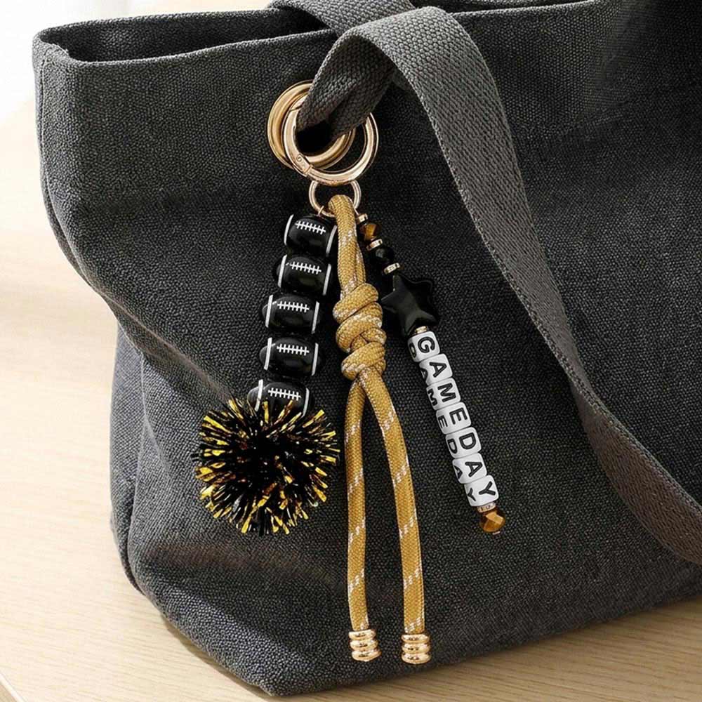 GAMEDAY Star Football Tinsel Pom Knot Tassel Keychain  Bag Charm