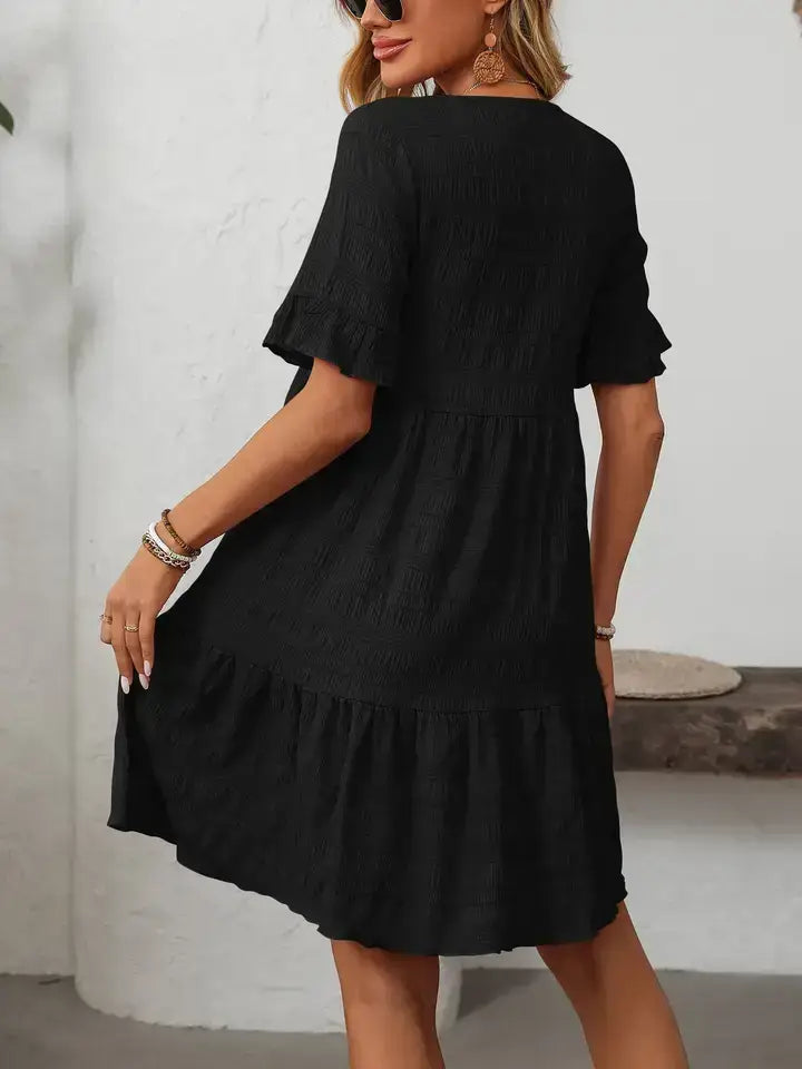 Tiered Mini Dress Ruffle Sleeve