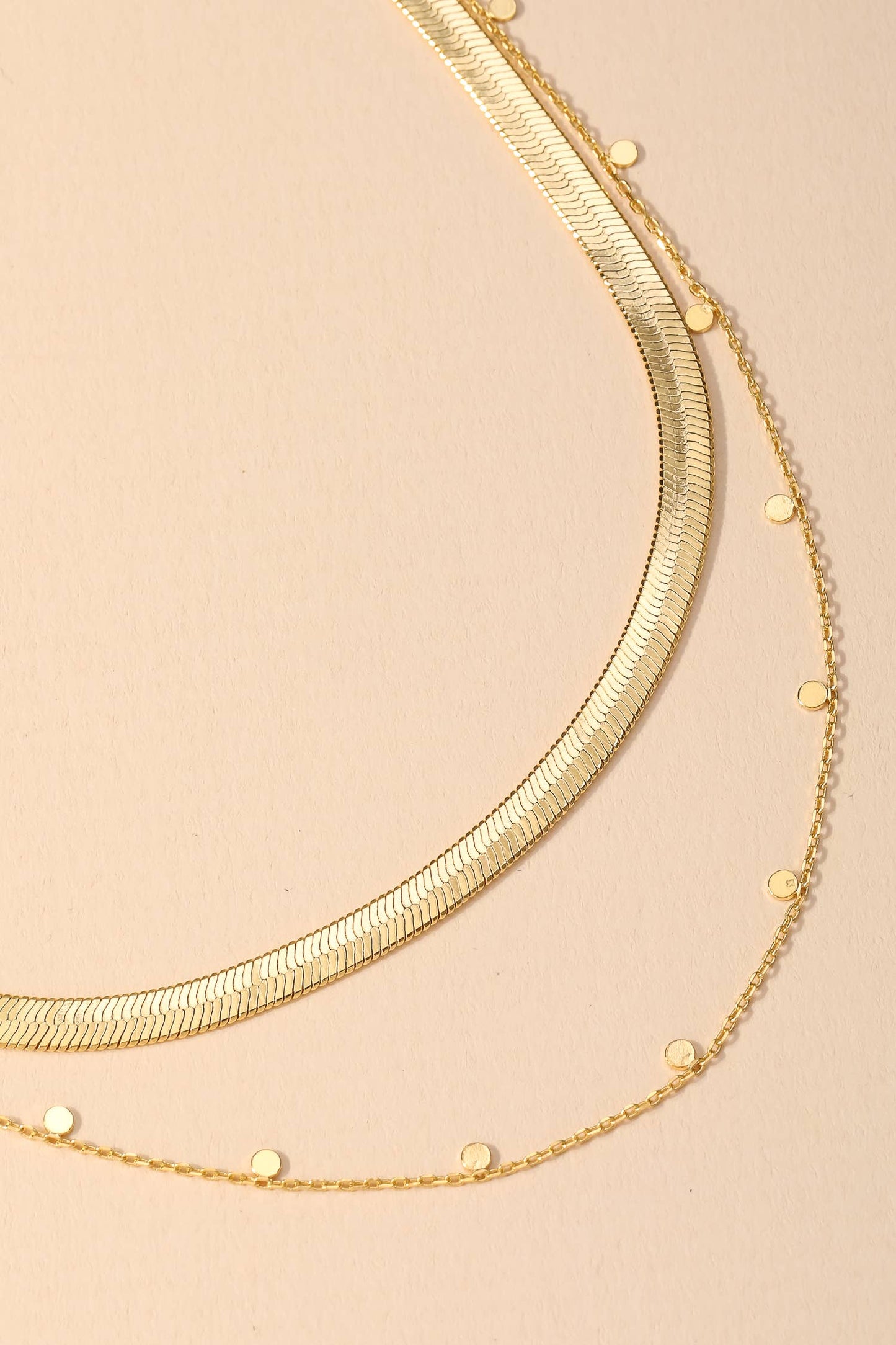Layered Chain Herringbone Choker Necklace