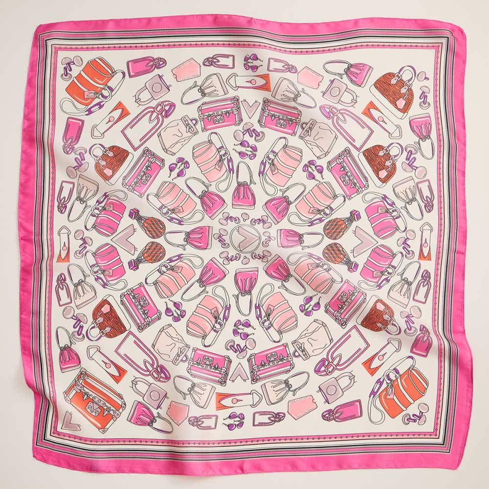 Handbag Printed Square Silky Satin Scarf